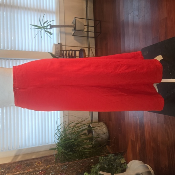 Ashley Stewart Linen Blend Lined Festive Holiday Red Maxi A-Line Skirt Womens 18 - Picture 5 of 10